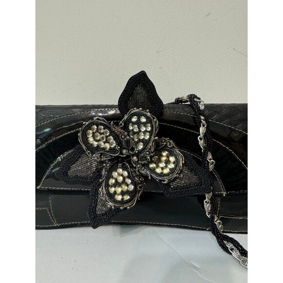 VINTAGE MARY FRANCES BLACK BUTTERFLY BEADED SHOULDER BAG - Picture 2 of 9